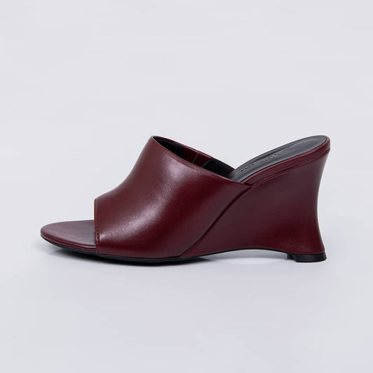 Osaka - Tamanco Feminino Anabela Bico Aberto Liso Vermelho