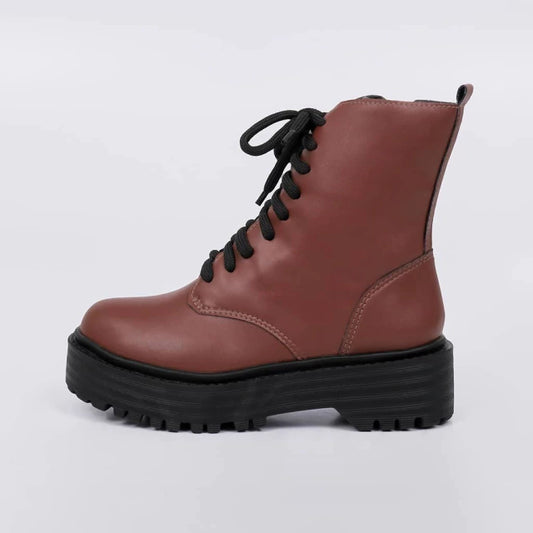 Box - Coturno Feminino Tratorado com Cadarço Caramelo