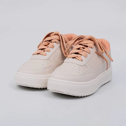 Sunset - Tênis Feminino Casual Cadarço Plataforma Off-White/Nectar
