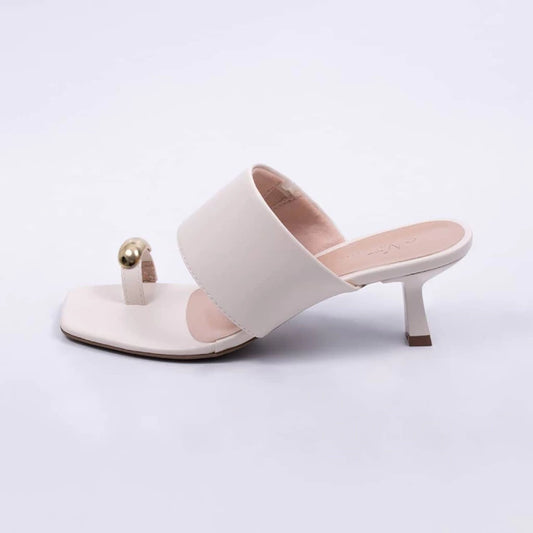 Seven - Tamanco Feminino Aplicação de Tira Off-White