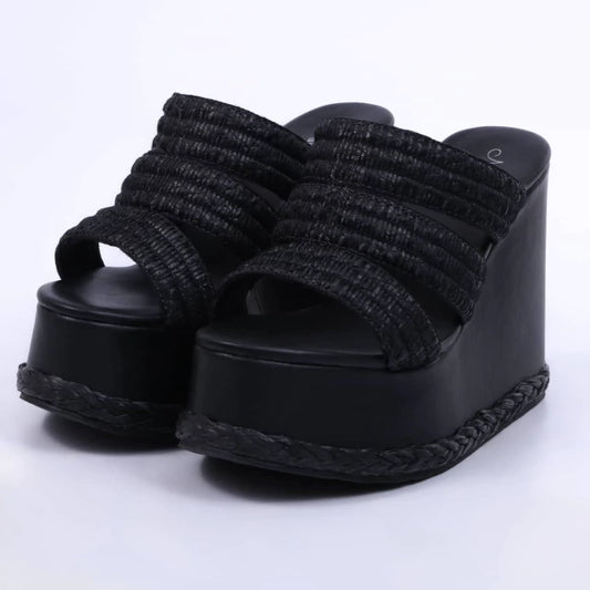 Munique - Tamanco Feminino Anabela Plataforma Preto