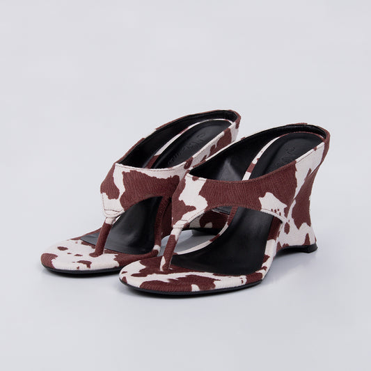 Bali - Tamanco Feminino Salto Plataforma Tira Vaca Marrom