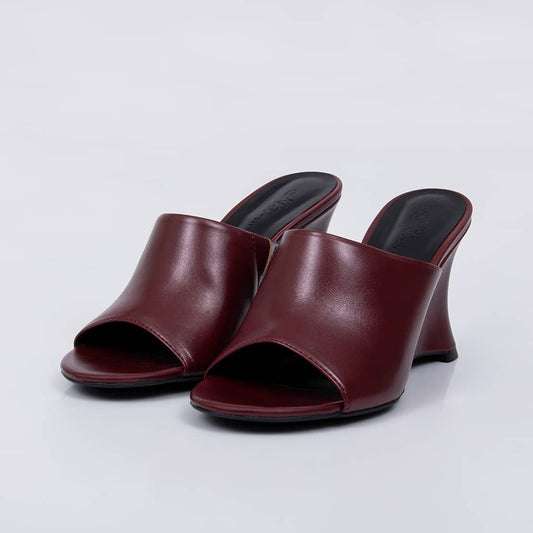 Osaka - Tamanco Feminino Anabela Bico Aberto Liso Vermelho