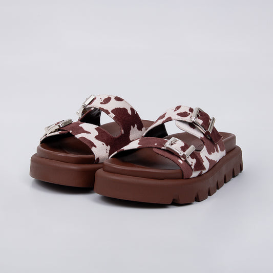 Tyler - Sandália Feminina Flatform com Estampa Animal Print Marrom