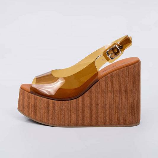 Ipanema - Tamanco Feminino Anabela Fivela Vinil Caramelo