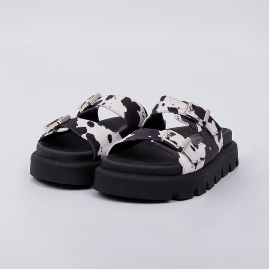 Tyler - Sandália Feminina Flatform com Estampa Animal Print Preto